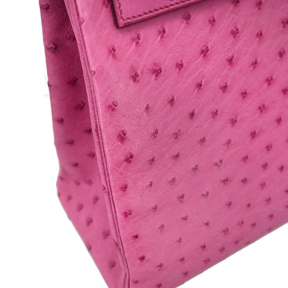 Hermes * Fuchsia Pink Ostrich Kelly 35 Retourne 2way Handbag