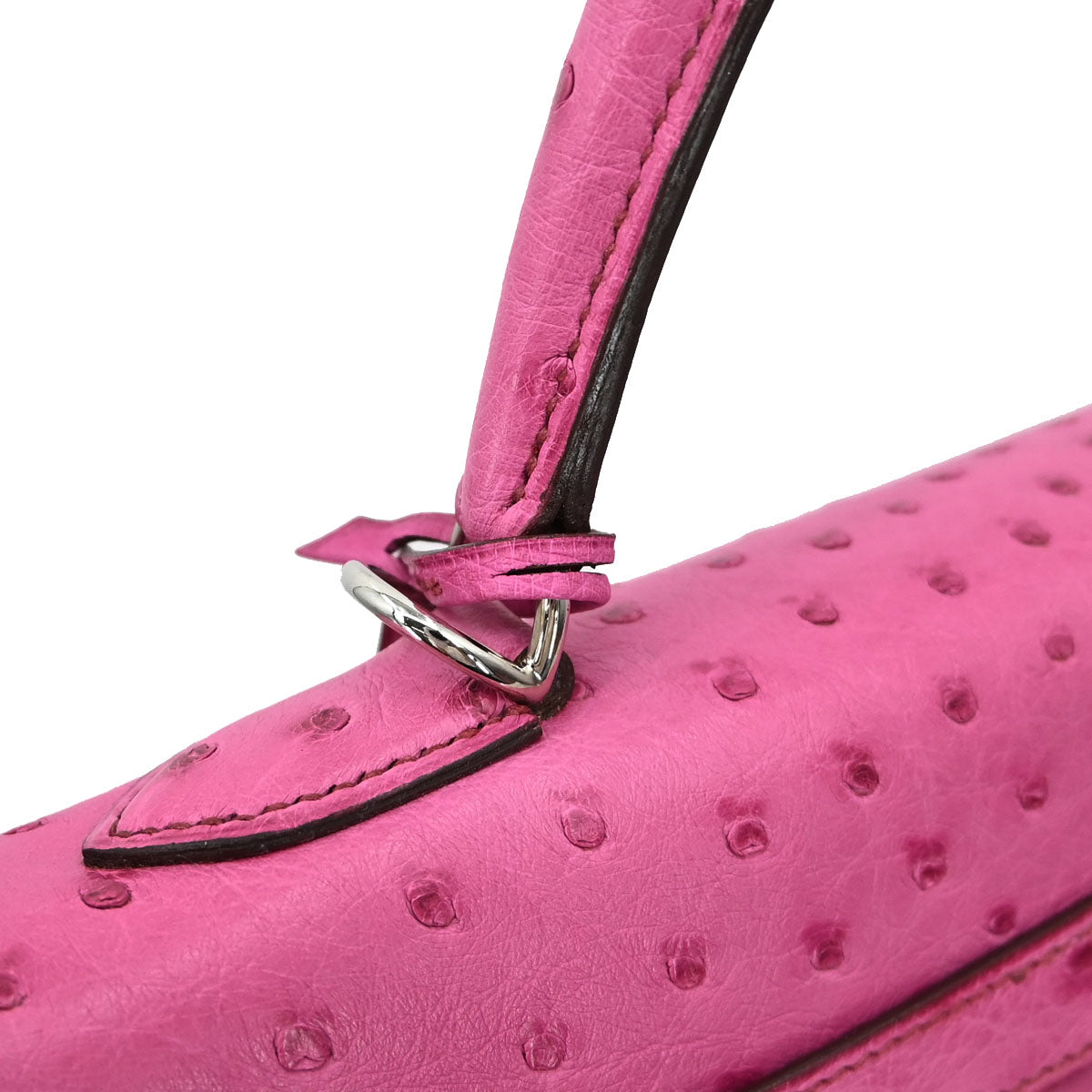 Hermes * Fuchsia Pink Ostrich Kelly 35 Retourne 2way Handbag