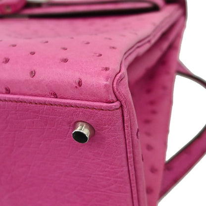 Hermes * Fuchsia Pink Ostrich Kelly 35 Retourne 2way Handbag
