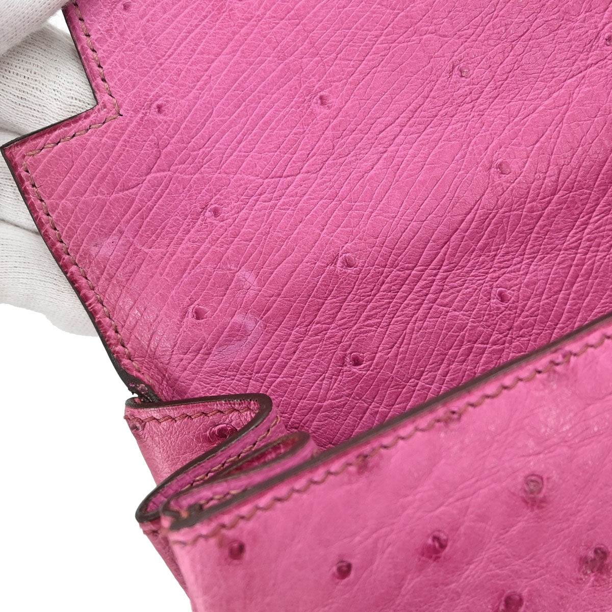 Hermes * Fuchsia Pink Ostrich Kelly 35 Retourne 2way Handbag