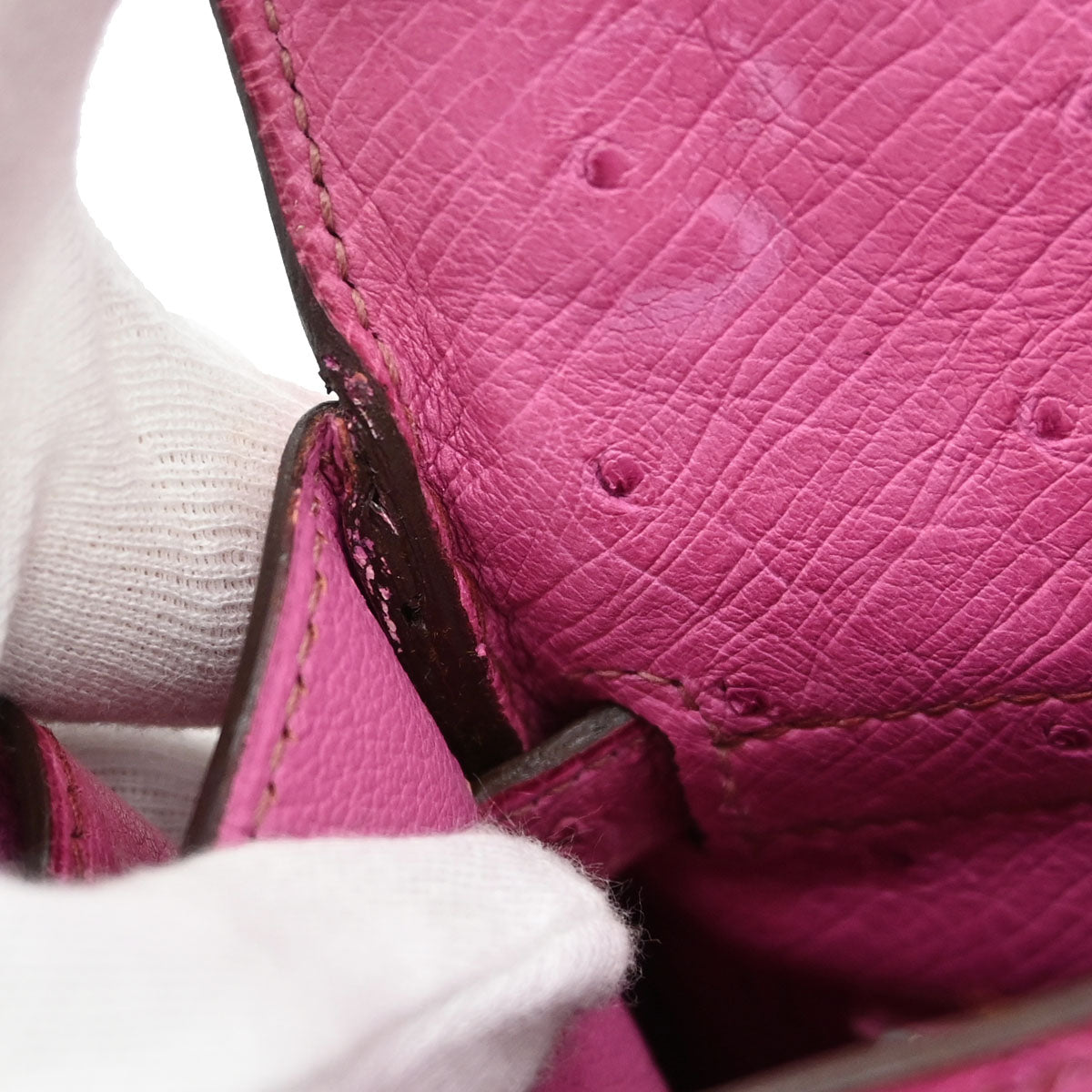 Hermes * Fuchsia Pink Ostrich Kelly 35 Retourne 2way Handbag