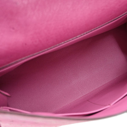 Hermes * Fuchsia Pink Ostrich Kelly 35 Retourne 2way Handbag