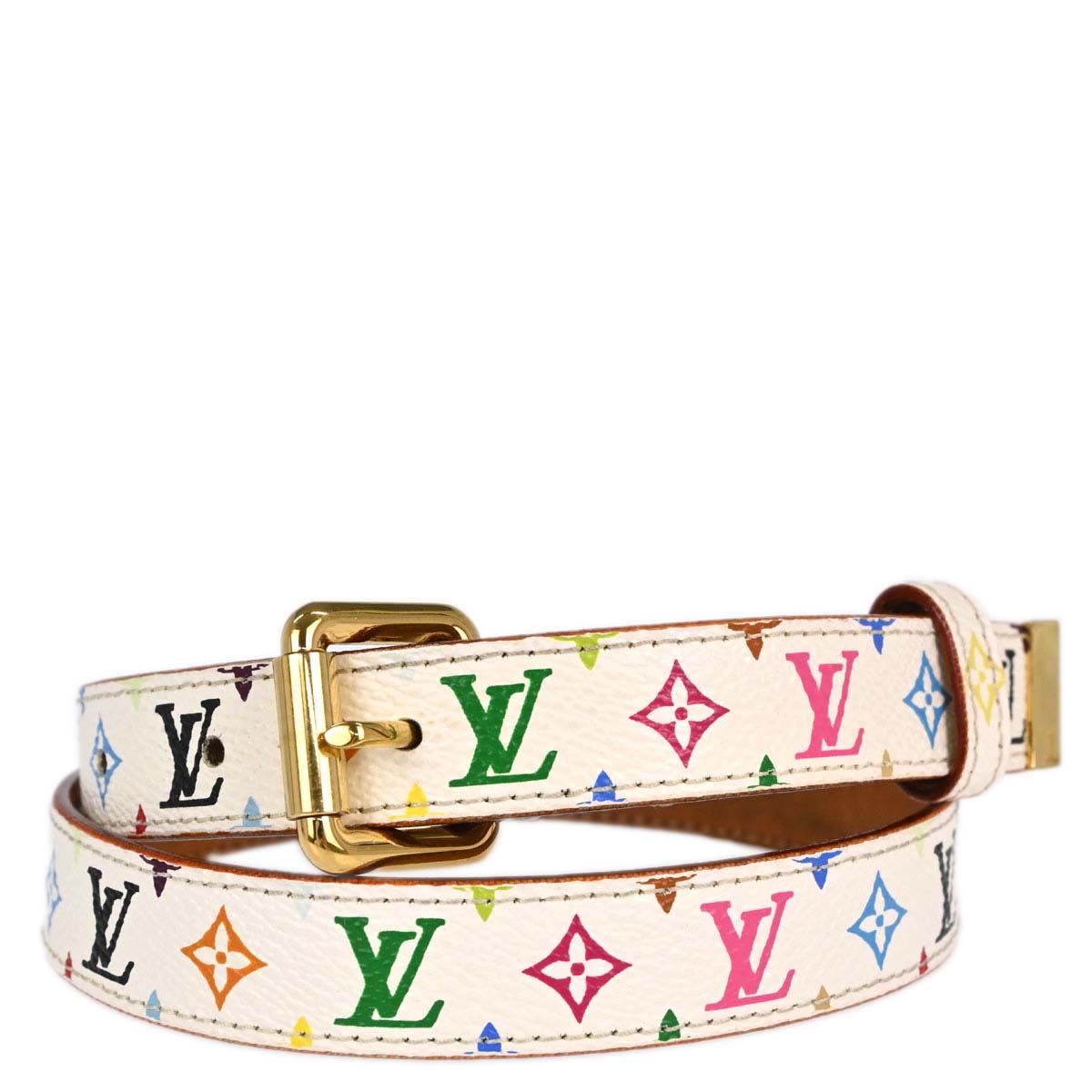 Louis Vuitton White Multicolor Ceinture Belt #70/28 M9272Y