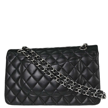 Chanel 2015-2016 Black Lambskin Medium Classic Double Flap Shoulder Bag