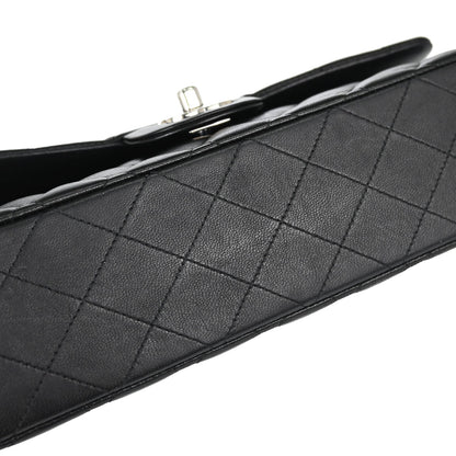 Chanel 2015-2016 Black Lambskin Medium Classic Double Flap Shoulder Bag