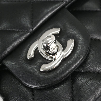 Chanel 2015-2016 Black Lambskin Medium Classic Double Flap Shoulder Bag