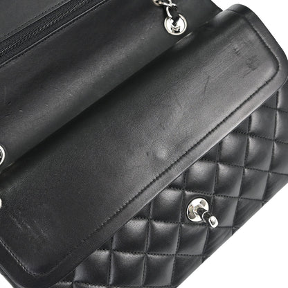 Chanel 2015-2016 Black Lambskin Medium Classic Double Flap Shoulder Bag