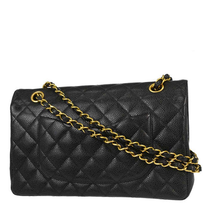Chanel Black Caviar Skin Medium Classic Double Flap Shoulder Bag
