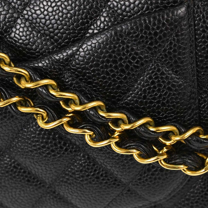 Chanel Black Caviar Skin Medium Classic Double Flap Shoulder Bag