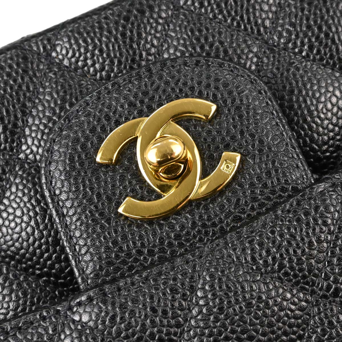 Chanel Black Caviar Skin Medium Classic Double Flap Shoulder Bag