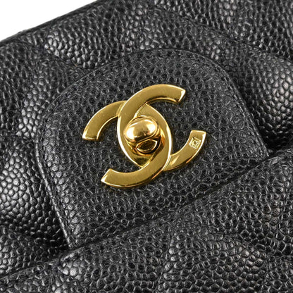 Chanel Black Caviar Skin Medium Classic Double Flap Shoulder Bag