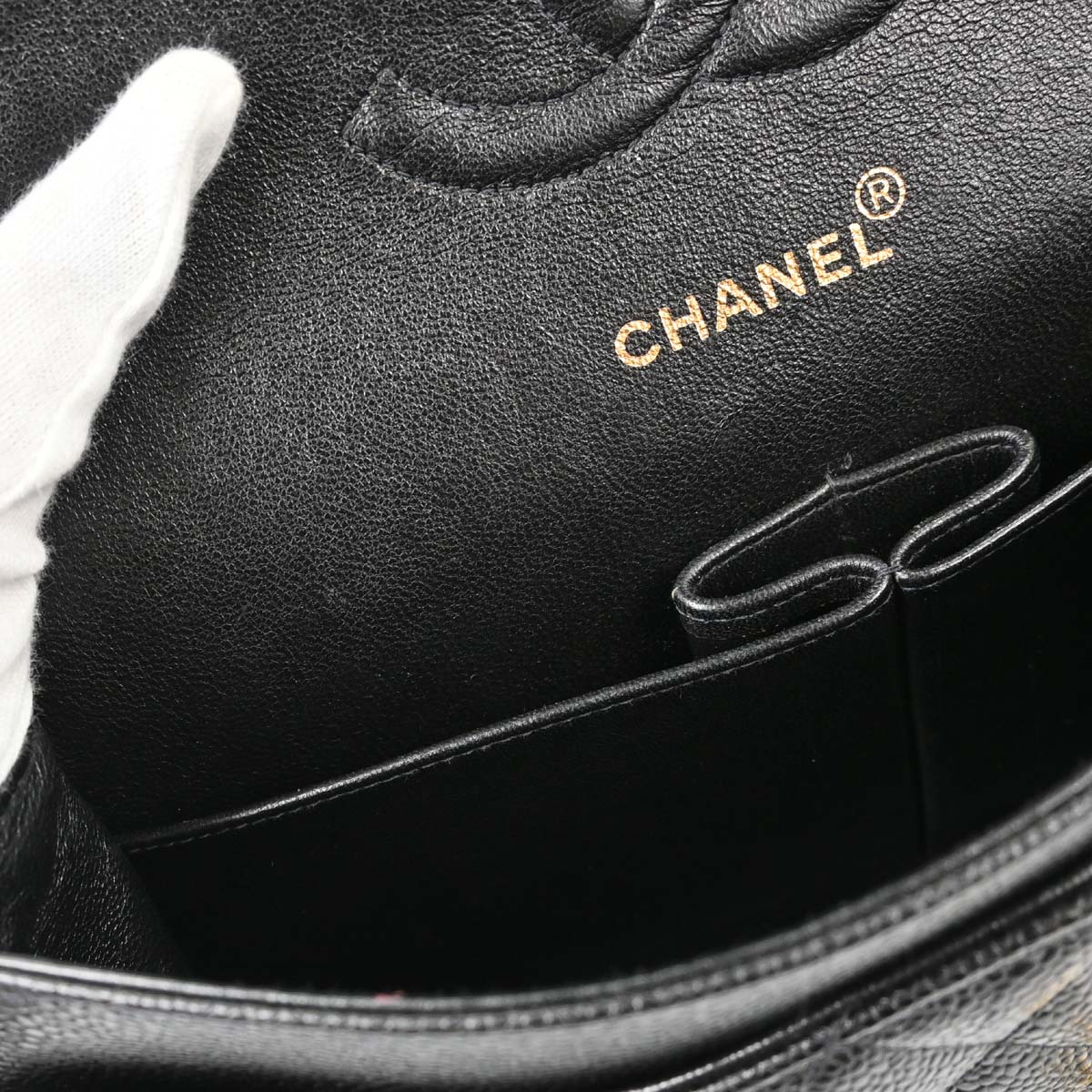 Chanel Black Caviar Skin Medium Classic Double Flap Shoulder Bag