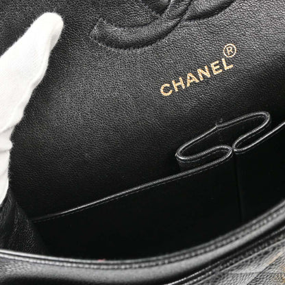 Chanel Black Caviar Skin Medium Classic Double Flap Shoulder Bag
