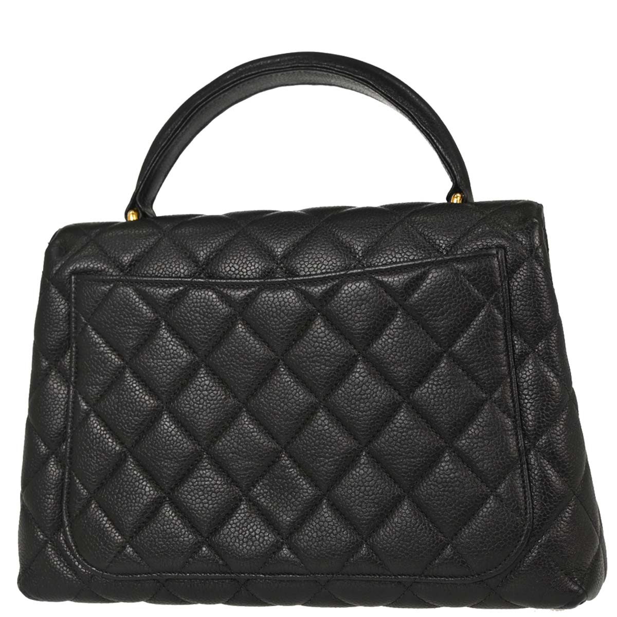 Chanel 1996-1997 Black Caviar Skin Kelly Top Handle Handbag