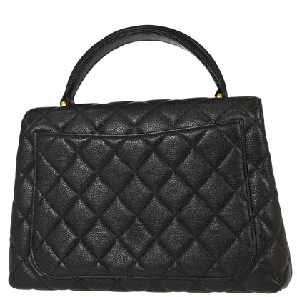 Chanel 1996-1997 Black Caviar Skin Kelly Top Handle Handbag