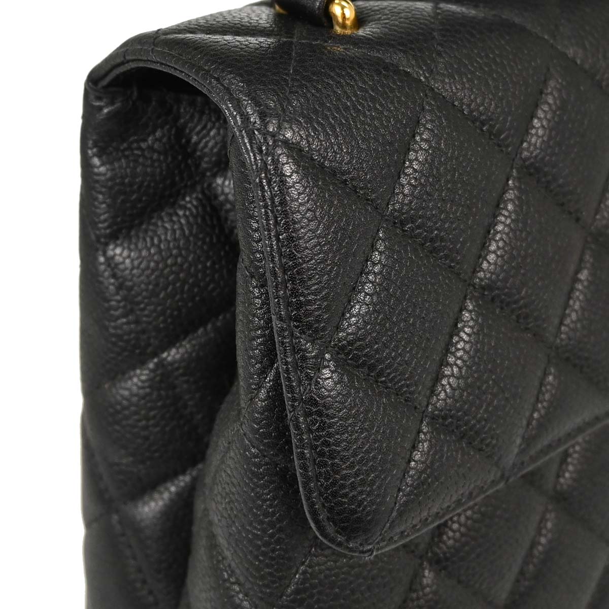 Chanel 1996-1997 Black Caviar Skin Kelly Top Handle Handbag