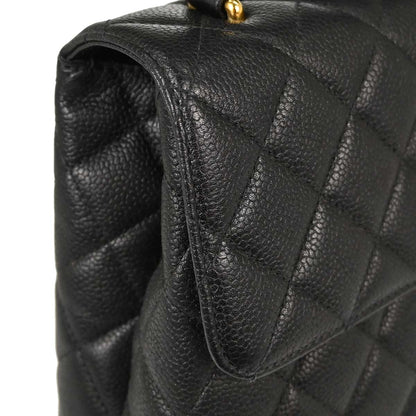 Chanel 1996-1997 Black Caviar Skin Kelly Top Handle Handbag