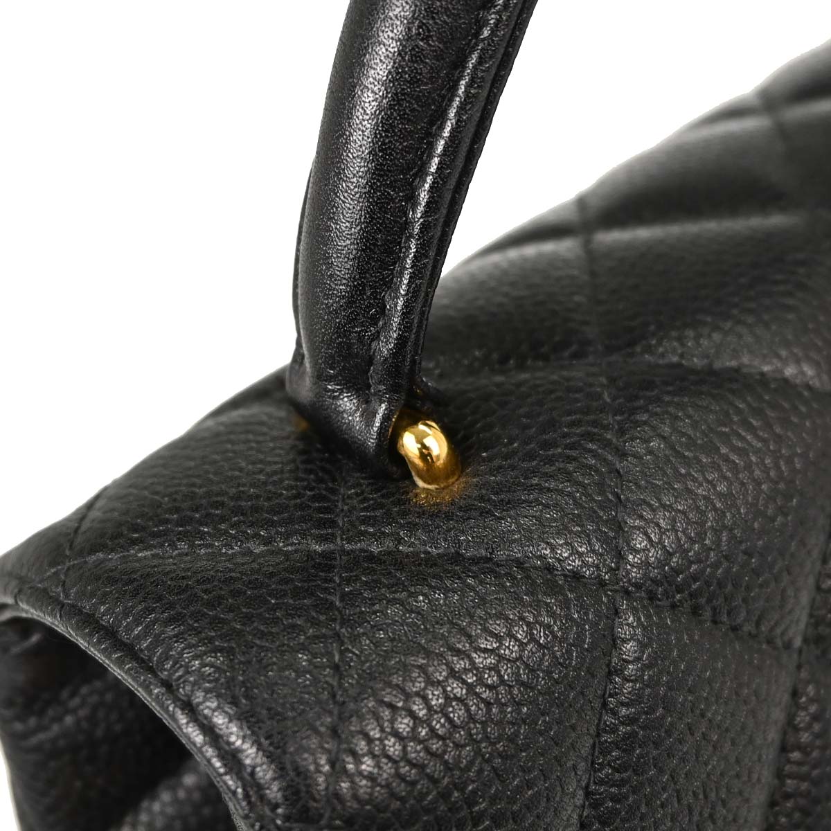 Chanel 1996-1997 Black Caviar Skin Kelly Top Handle Handbag