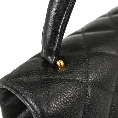Chanel 1996-1997 Black Caviar Skin Kelly Top Handle Handbag