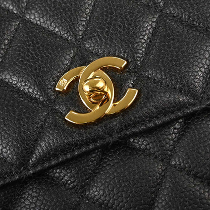 Chanel 1996-1997 Black Caviar Skin Kelly Top Handle Handbag