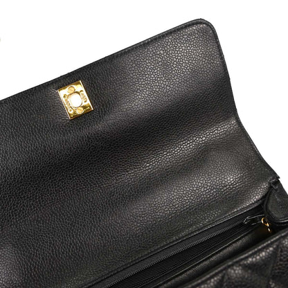 Chanel 1996-1997 Black Caviar Skin Kelly Top Handle Handbag