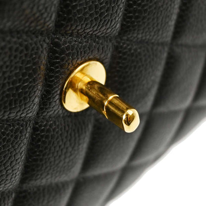 Chanel 1996-1997 Black Caviar Skin Kelly Top Handle Handbag