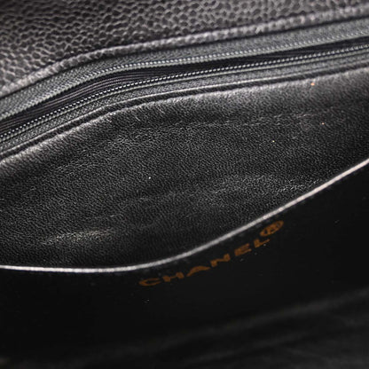 Chanel 1996-1997 Black Caviar Skin Kelly Top Handle Handbag