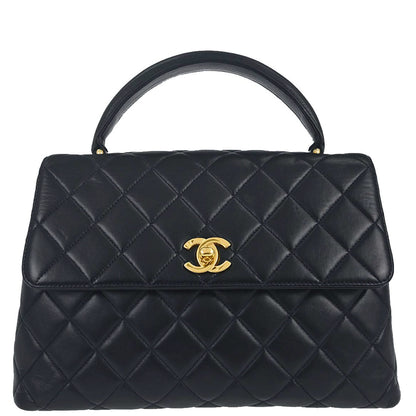 Chanel Navy Lambskin Straight Flap Handbag
