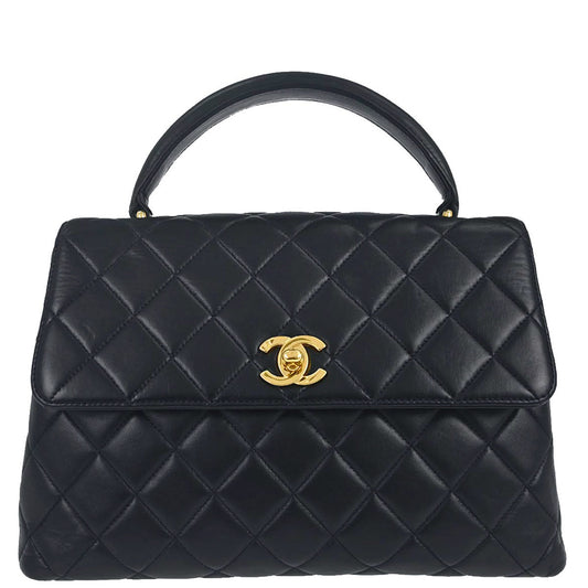 Chanel Navy Lambskin Straight Flap Handbag