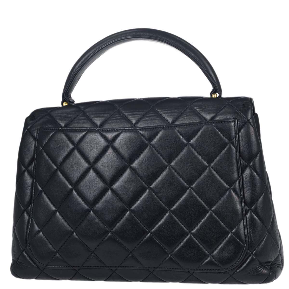 Chanel Navy Lambskin Straight Flap Handbag