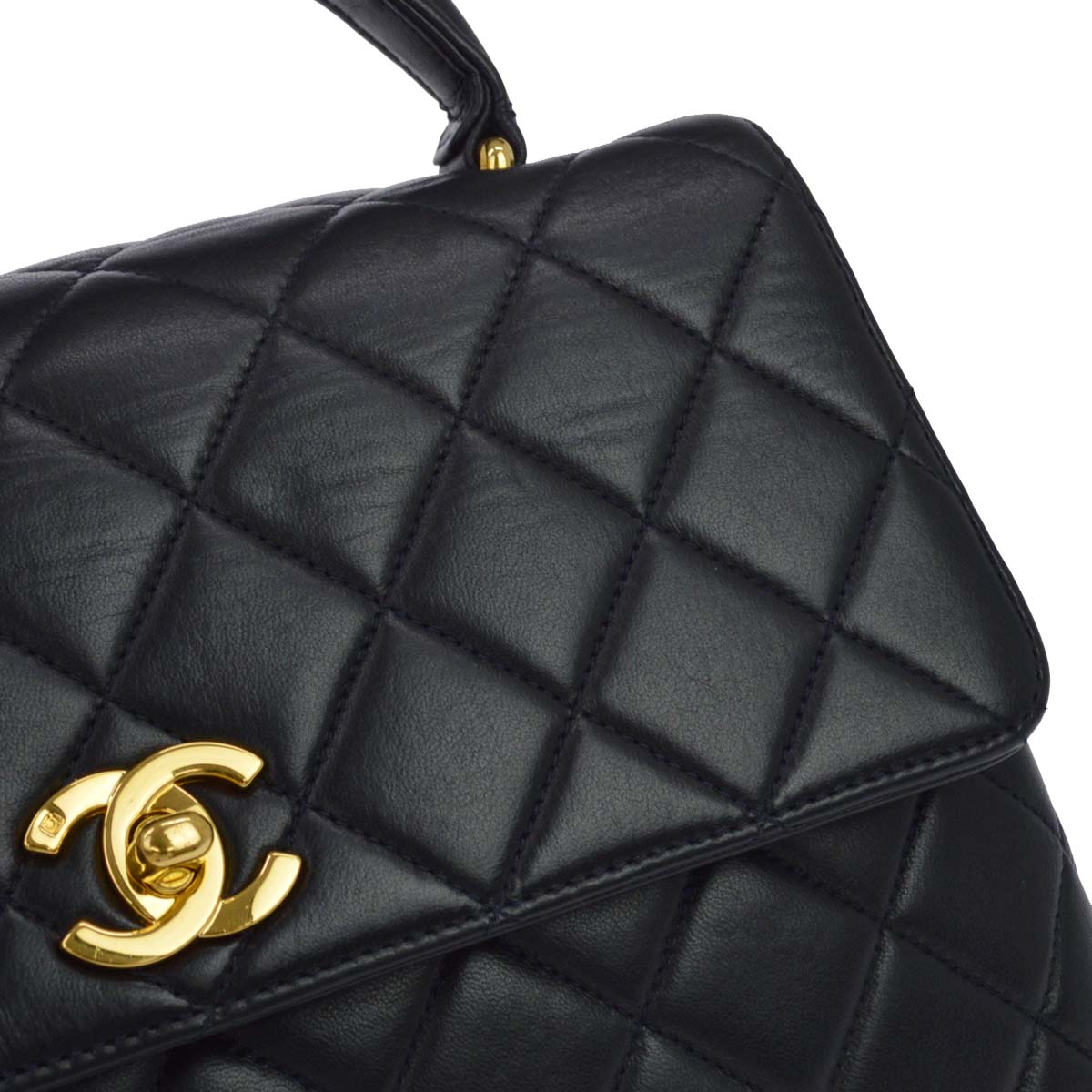 Chanel Navy Lambskin Straight Flap Handbag