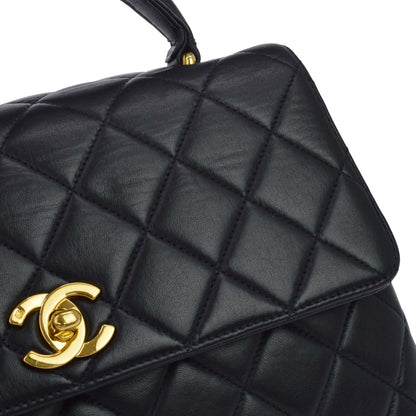 Chanel Navy Lambskin Straight Flap Handbag