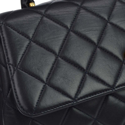 Chanel Navy Lambskin Straight Flap Handbag