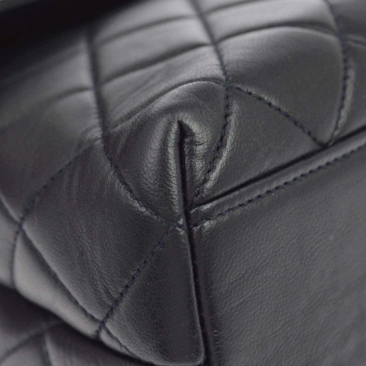 Chanel Navy Lambskin Straight Flap Handbag