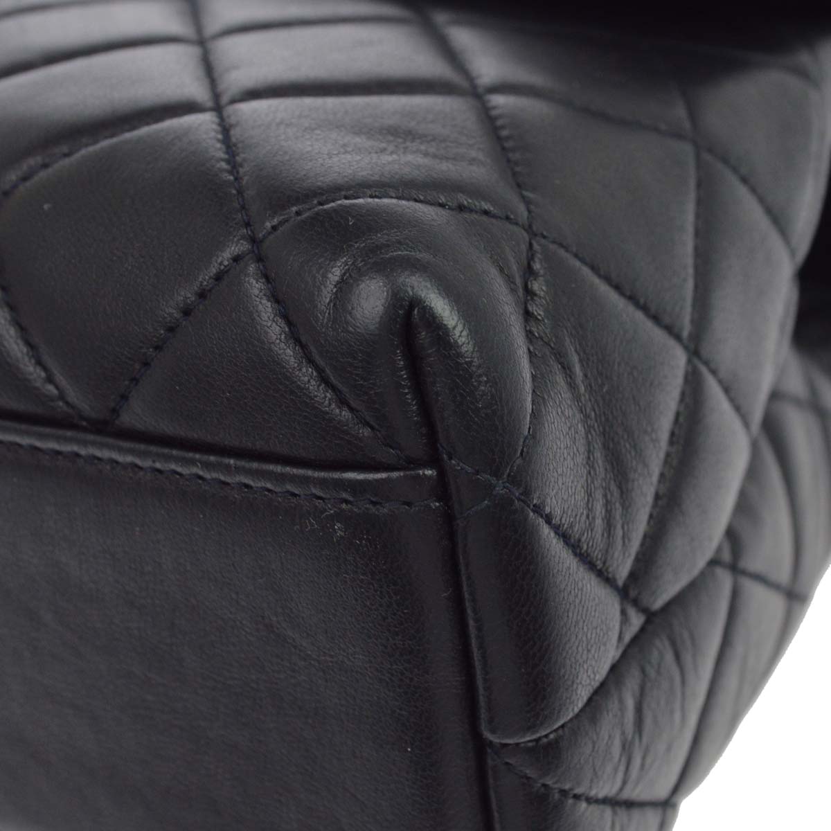 Chanel Navy Lambskin Straight Flap Handbag