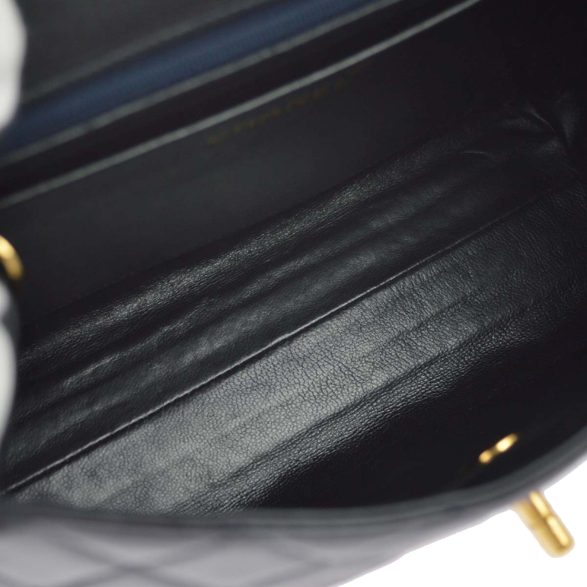 Chanel Navy Lambskin Straight Flap Handbag