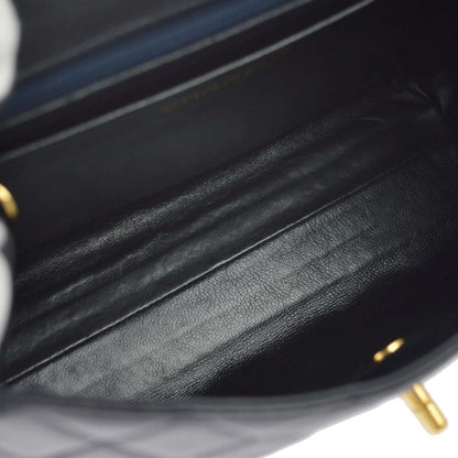 Chanel Navy Lambskin Straight Flap Handbag