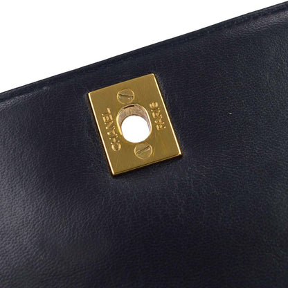 Chanel Navy Lambskin Straight Flap Handbag