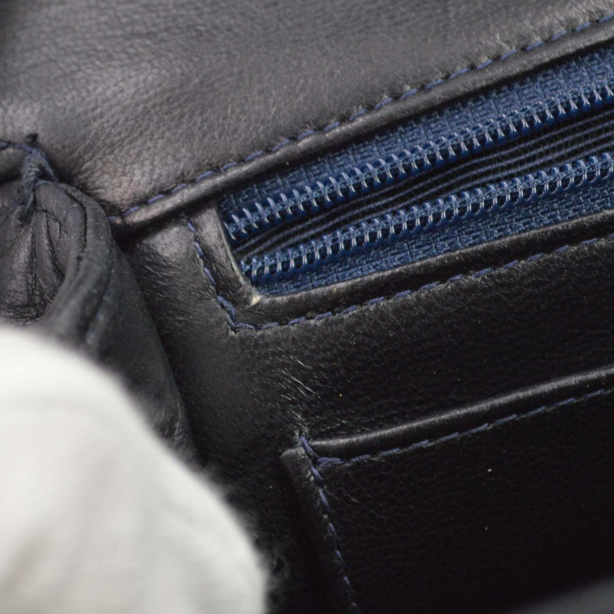 Chanel Navy Lambskin Straight Flap Handbag