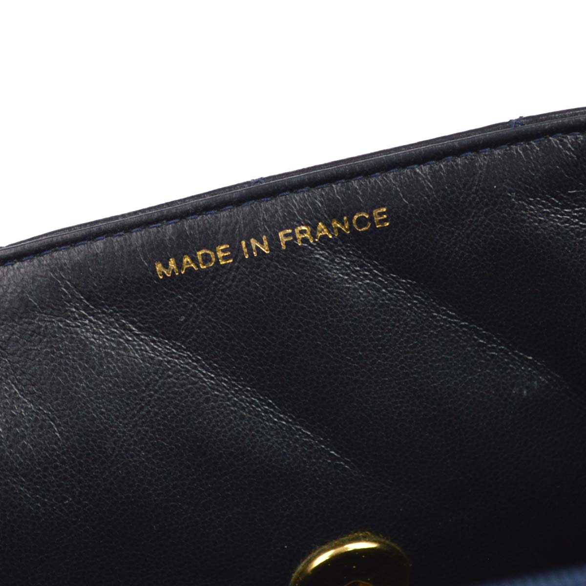 Chanel Navy Lambskin Straight Flap Handbag