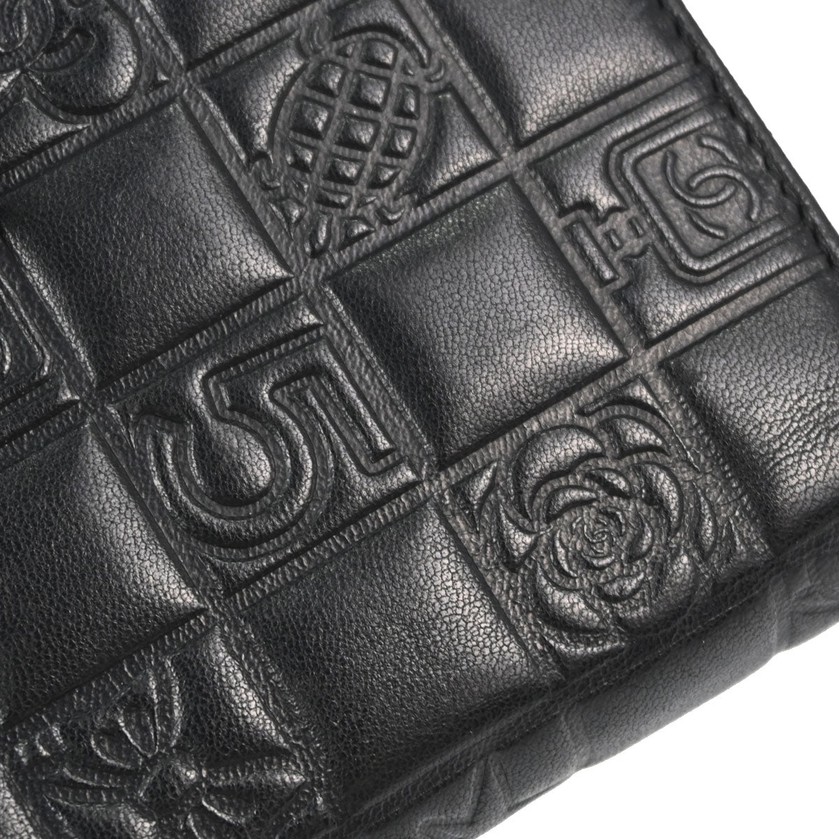 Chanel Black Lambskin Icon Long Bifold Wallet