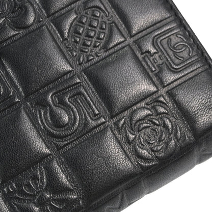 Chanel Black Lambskin Icon Long Bifold Wallet