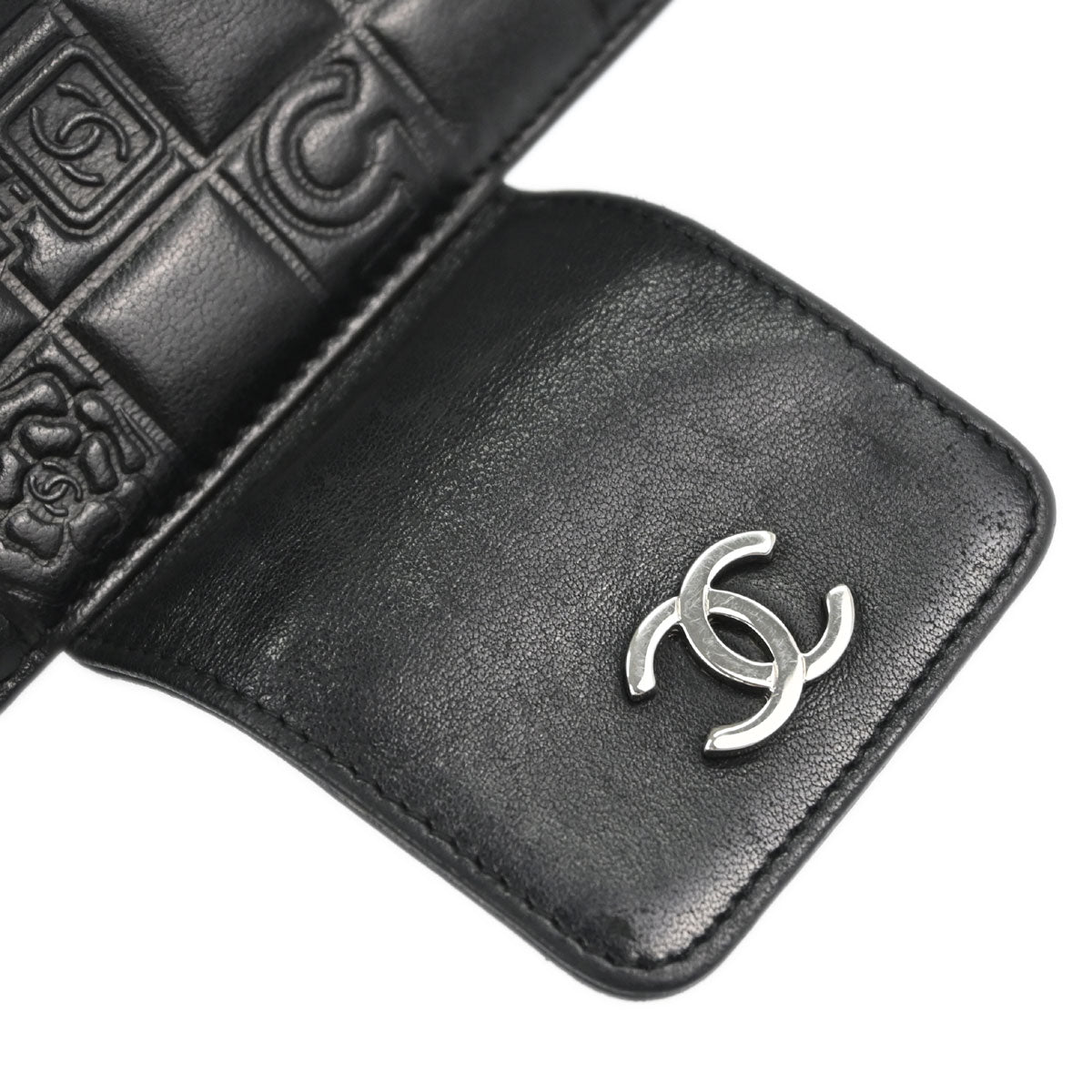 Chanel Black Lambskin Icon Long Bifold Wallet