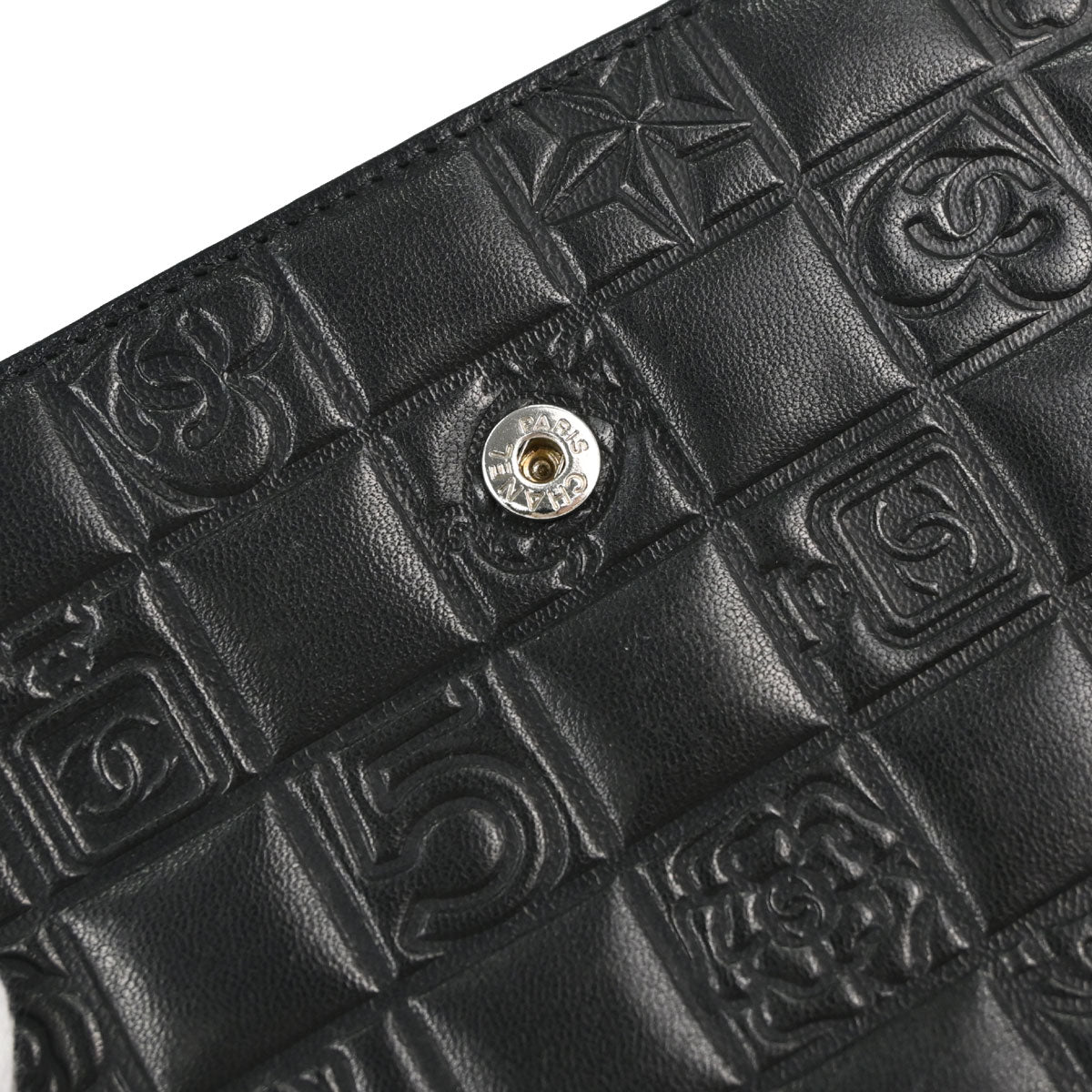 Chanel Black Lambskin Icon Long Bifold Wallet