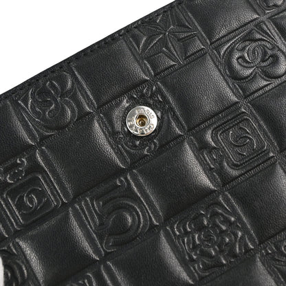 Chanel Black Lambskin Icon Long Bifold Wallet