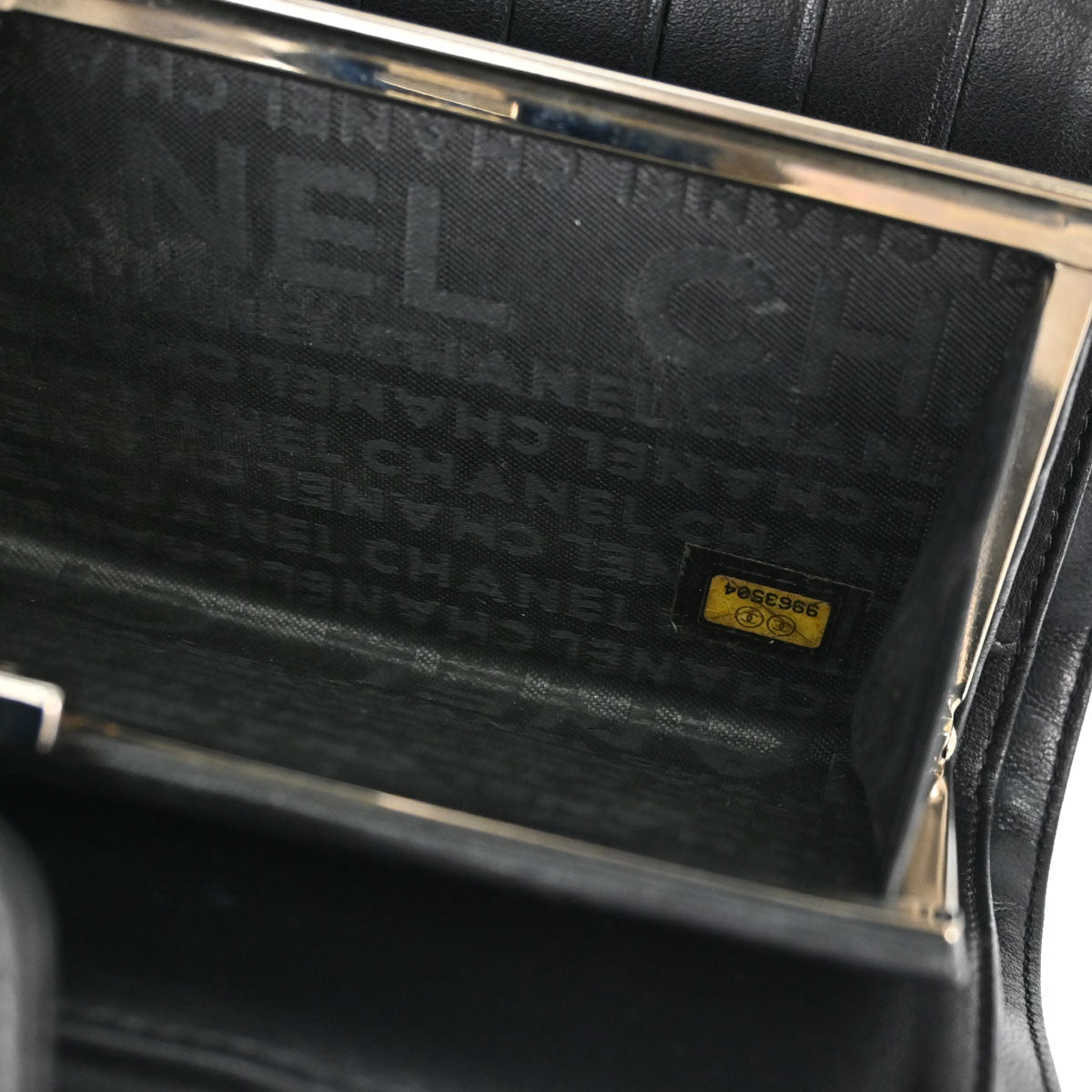 Chanel Black Lambskin Icon Long Bifold Wallet