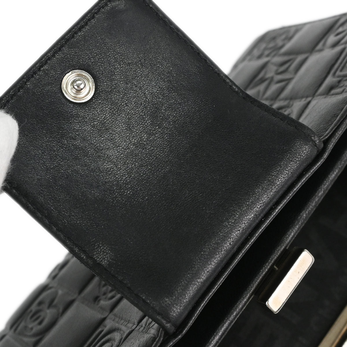 Chanel Black Lambskin Icon Long Bifold Wallet