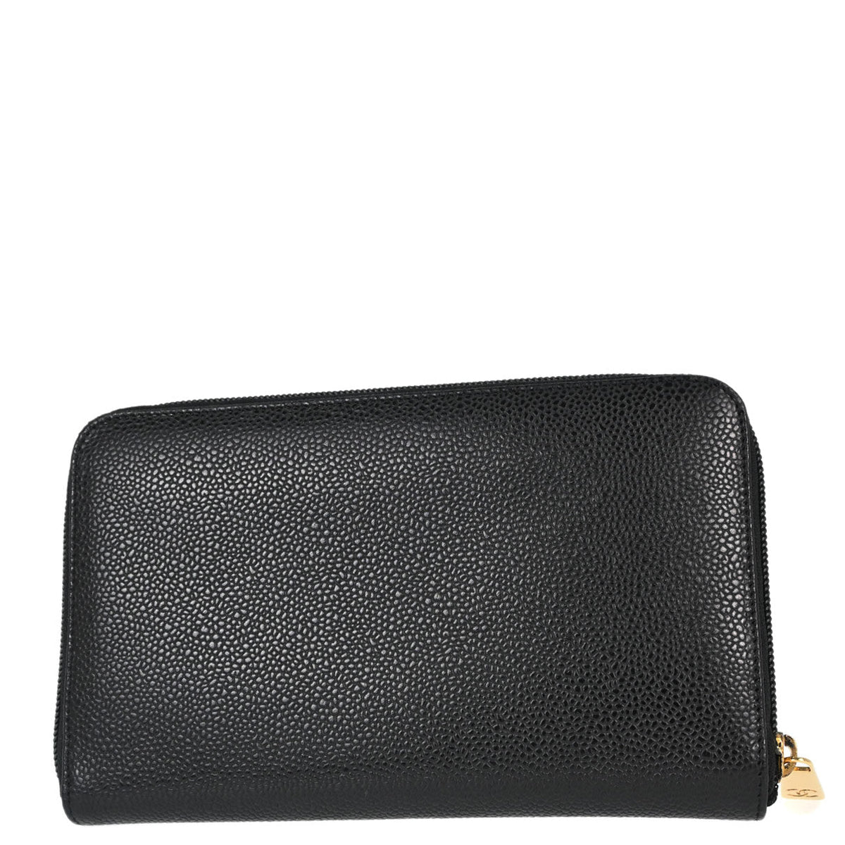 Chanel Black Caviar Skin Zip-around Long Wallet