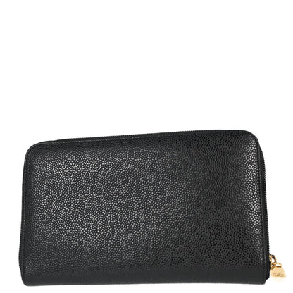 Chanel Black Caviar Skin Zip-around Long Wallet