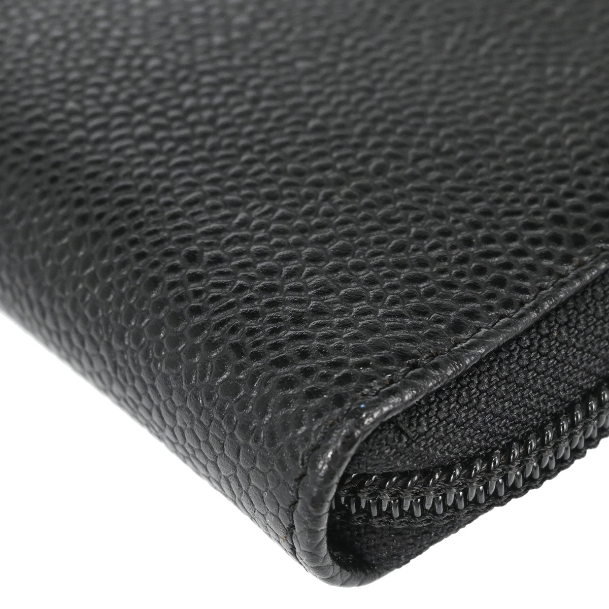 Chanel Black Caviar Skin Zip-around Long Wallet